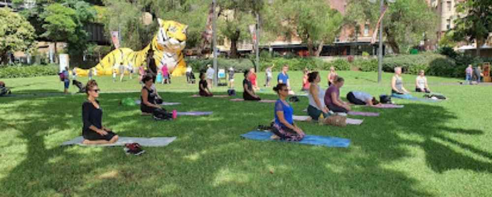 Yoga in the Park at the Rocks in Sydney