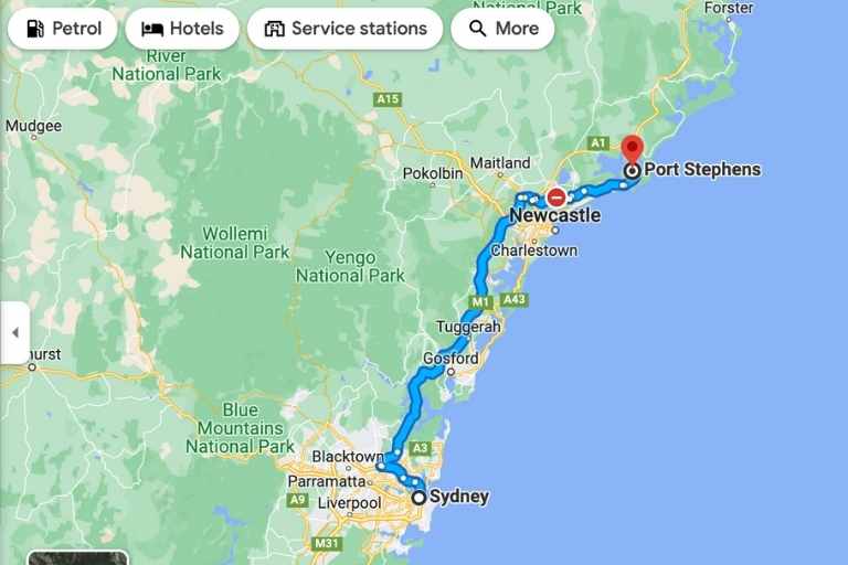 Sydney to Port Stephens