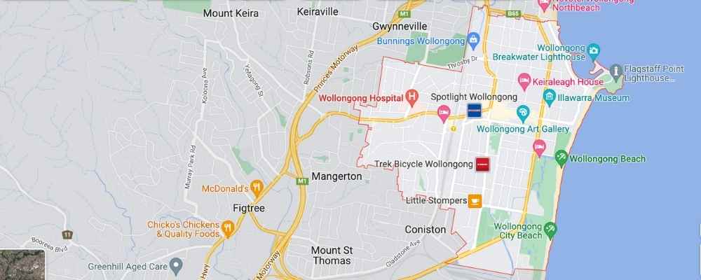 Map of Wollongong