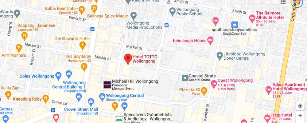 Map of Hotel TOTTO Wollongong